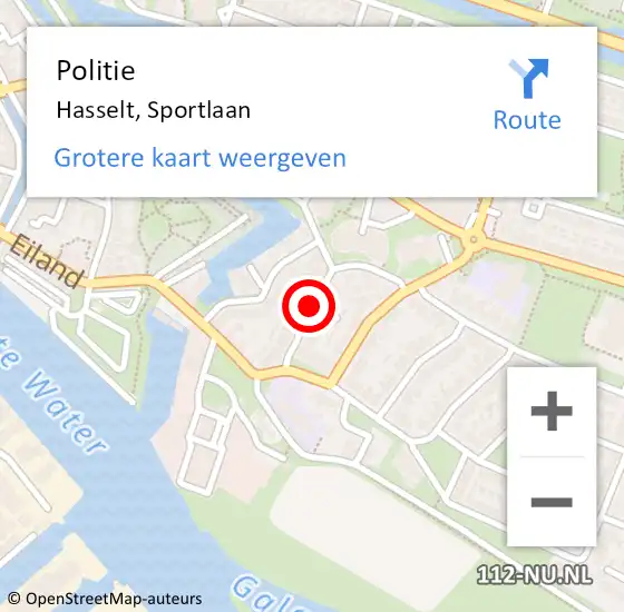 Locatie op kaart van de 112 melding: Politie Hasselt, Sportlaan op 8 februari 2020 12:01