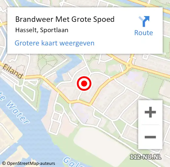 Locatie op kaart van de 112 melding: Brandweer Met Grote Spoed Naar Hasselt, Sportlaan op 8 februari 2020 12:01