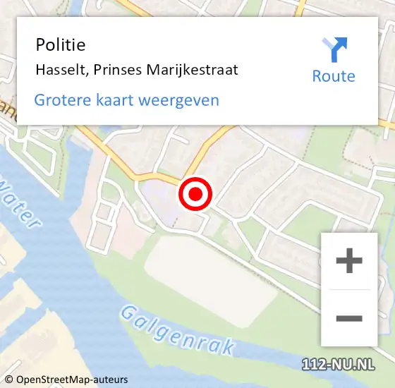 Locatie op kaart van de 112 melding: Politie Hasselt, Prinses Marijkestraat op 8 februari 2020 12:02