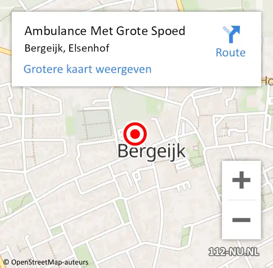 Locatie op kaart van de 112 melding: Ambulance Met Grote Spoed Naar Bergeijk, Elsenhof op 8 februari 2020 12:39