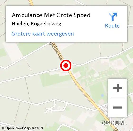 Locatie op kaart van de 112 melding: Ambulance Met Grote Spoed Naar Haelen, Roggelseweg op 8 februari 2020 12:51