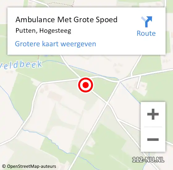 Locatie op kaart van de 112 melding: Ambulance Met Grote Spoed Naar Putten, Hogesteeg op 8 februari 2020 14:15