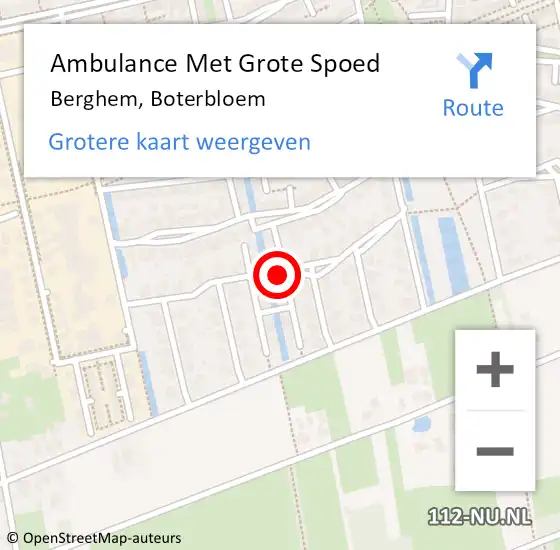 Locatie op kaart van de 112 melding: Ambulance Met Grote Spoed Naar Berghem, Boterbloem op 8 februari 2020 16:36