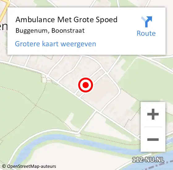 Locatie op kaart van de 112 melding: Ambulance Met Grote Spoed Naar Buggenum, Boonstraat op 27 april 2014 20:55