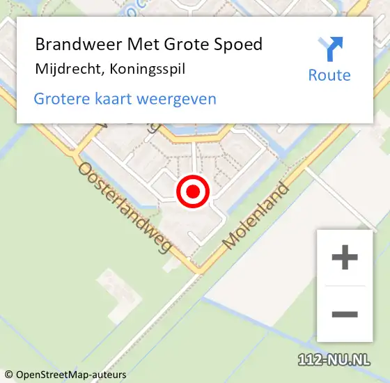 Locatie op kaart van de 112 melding: Brandweer Met Grote Spoed Naar Mijdrecht, Koningsspil op 8 februari 2020 17:22