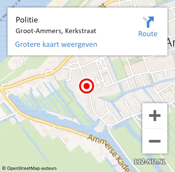 Locatie op kaart van de 112 melding: Politie Groot-Ammers, Kerkstraat op 8 februari 2020 17:24