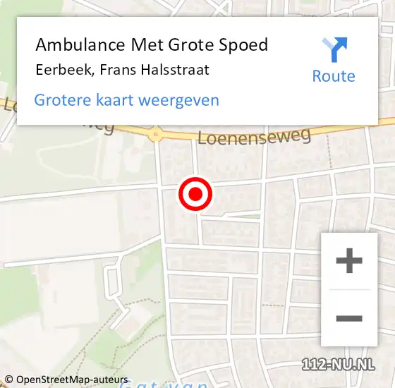 Locatie op kaart van de 112 melding: Ambulance Met Grote Spoed Naar Eerbeek, Frans Halsstraat op 8 februari 2020 17:25