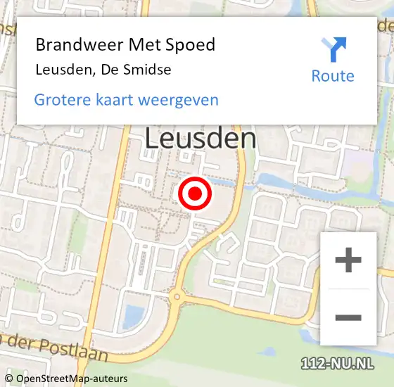 Locatie op kaart van de 112 melding: Brandweer Met Spoed Naar Leusden, De Smidse op 8 februari 2020 18:45