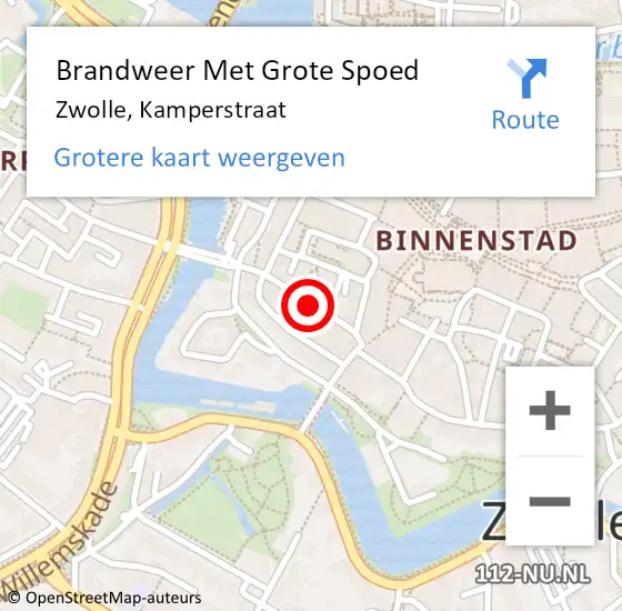 Locatie op kaart van de 112 melding: Brandweer Met Grote Spoed Naar Zwolle, Kamperstraat op 8 februari 2020 19:15