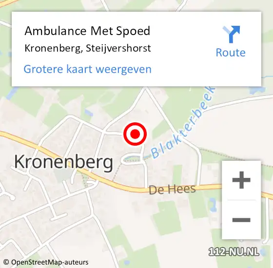 Locatie op kaart van de 112 melding: Ambulance Met Spoed Naar Kronenberg, Steijvershorst op 27 april 2014 21:10