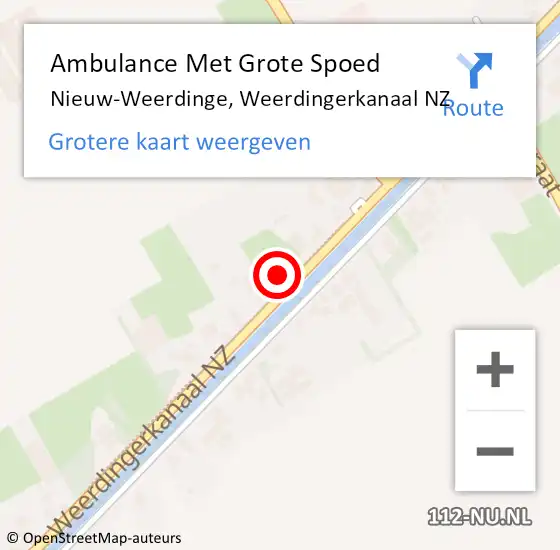 Locatie op kaart van de 112 melding: Ambulance Met Grote Spoed Naar Nieuw-Weerdinge, Weerdingerkanaal NZ op 27 april 2014 21:12