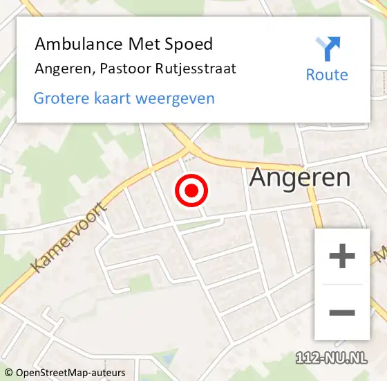 Locatie op kaart van de 112 melding: Ambulance Met Spoed Naar Angeren, Pastoor Rutjesstraat op 8 februari 2020 19:46