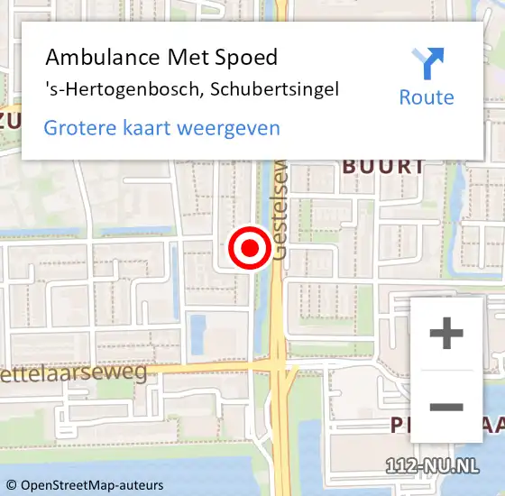 Locatie op kaart van de 112 melding: Ambulance Met Spoed Naar 's-Hertogenbosch, Schubertsingel op 8 februari 2020 20:03