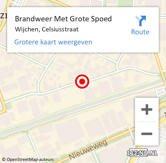 Locatie op kaart van de 112 melding: Brandweer Met Grote Spoed Naar Wijchen, Celsiusstraat op 8 februari 2020 20:19