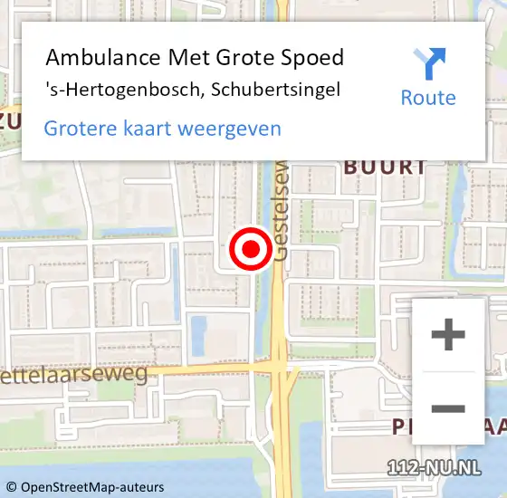 Locatie op kaart van de 112 melding: Ambulance Met Grote Spoed Naar 's-Hertogenbosch, Schubertsingel op 8 februari 2020 20:32