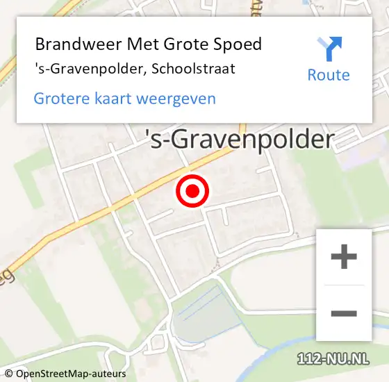 Locatie op kaart van de 112 melding: Brandweer Met Grote Spoed Naar 's-Gravenpolder, Schoolstraat op 8 februari 2020 22:42