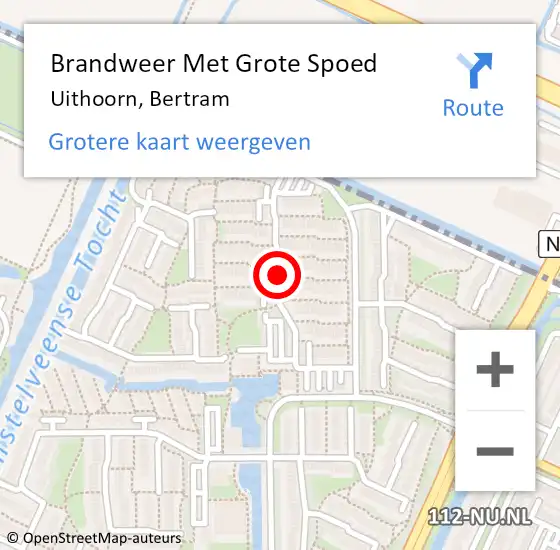 Locatie op kaart van de 112 melding: Brandweer Met Grote Spoed Naar Uithoorn, Bertram op 9 februari 2020 01:00