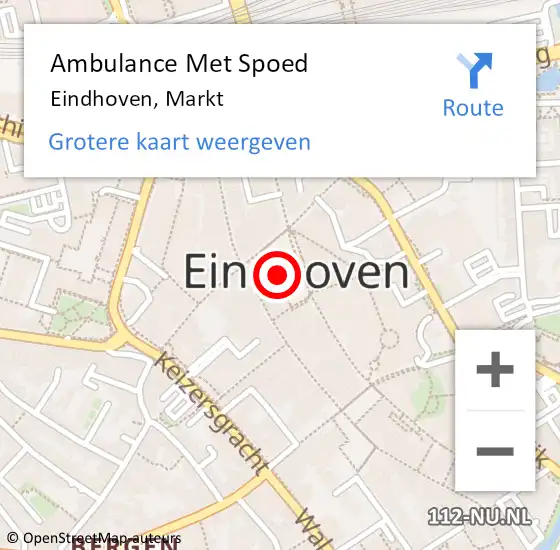 Locatie op kaart van de 112 melding: Ambulance Met Spoed Naar Eindhoven, Markt op 9 februari 2020 02:39
