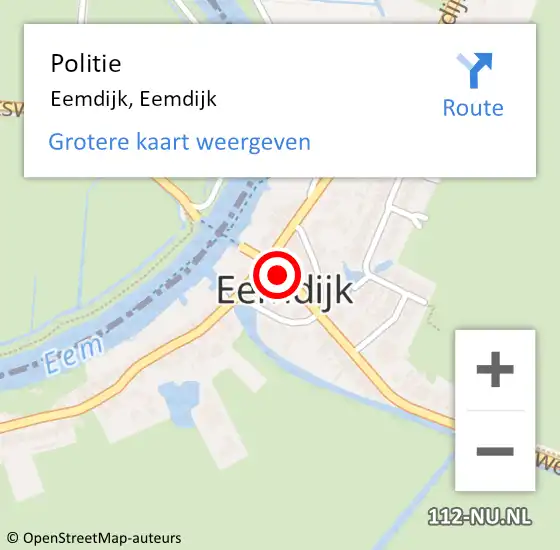 Locatie op kaart van de 112 melding: Politie Eemdijk, Eemdijk op 9 februari 2020 08:23
