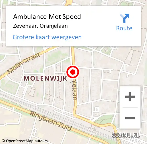 Locatie op kaart van de 112 melding: Ambulance Met Spoed Naar Zevenaar, Oranjelaan op 9 februari 2020 08:27