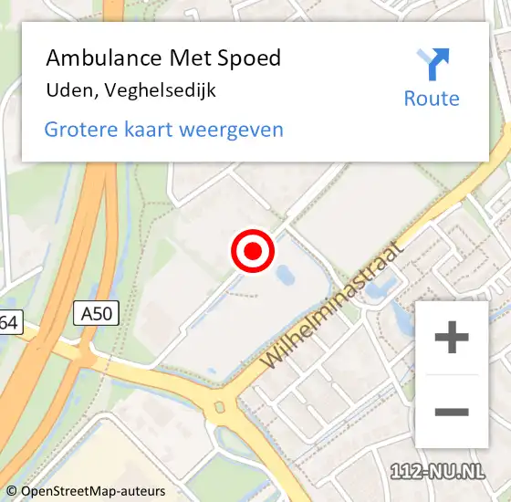 Locatie op kaart van de 112 melding: Ambulance Met Spoed Naar Uden, Veghelsedijk op 9 februari 2020 08:52