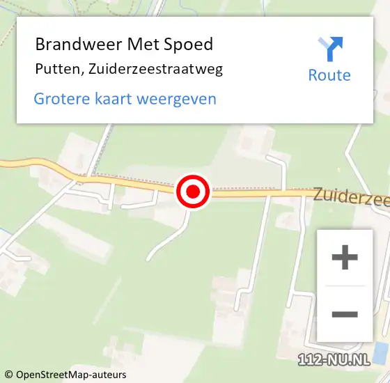 Locatie op kaart van de 112 melding: Brandweer Met Spoed Naar Putten, Zuiderzeestraatweg op 9 februari 2020 09:36