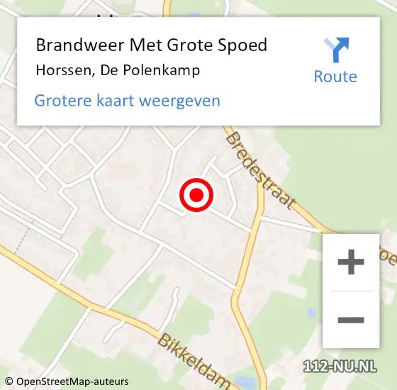 Locatie op kaart van de 112 melding: Brandweer Met Grote Spoed Naar Horssen, De Polenkamp op 9 februari 2020 09:38