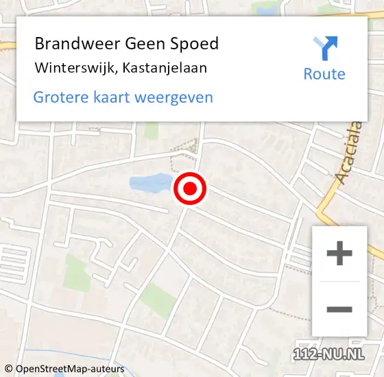 Locatie op kaart van de 112 melding: Brandweer Geen Spoed Naar Winterswijk, Kastanjelaan op 9 februari 2020 10:29