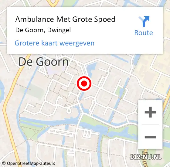 Locatie op kaart van de 112 melding: Ambulance Met Grote Spoed Naar De Goorn, Dwingel op 9 februari 2020 10:47
