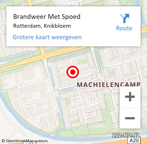 Locatie op kaart van de 112 melding: Brandweer Met Spoed Naar Rotterdam, Knikbloem op 9 februari 2020 11:13
