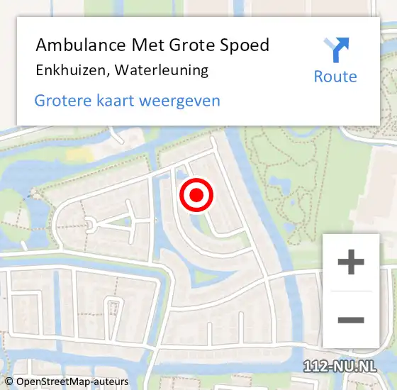 Locatie op kaart van de 112 melding: Ambulance Met Grote Spoed Naar Enkhuizen, Waterleuning op 9 februari 2020 11:57