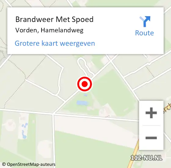 Locatie op kaart van de 112 melding: Brandweer Met Spoed Naar Vorden, Hamelandweg op 9 februari 2020 12:13