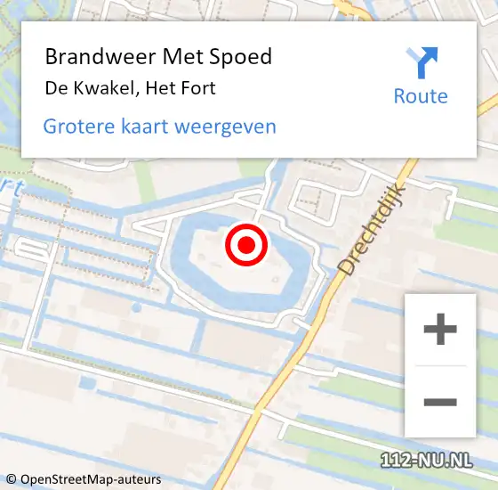 Locatie op kaart van de 112 melding: Brandweer Met Spoed Naar De Kwakel, Het Fort op 9 februari 2020 12:20