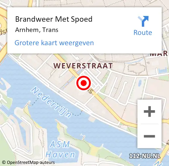 Locatie op kaart van de 112 melding: Brandweer Met Spoed Naar Arnhem, Trans op 9 februari 2020 12:37