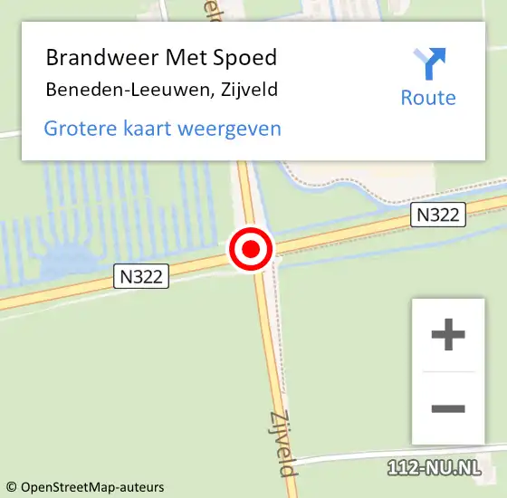 Locatie op kaart van de 112 melding: Brandweer Met Spoed Naar Beneden-Leeuwen, Zijveld op 9 februari 2020 12:48