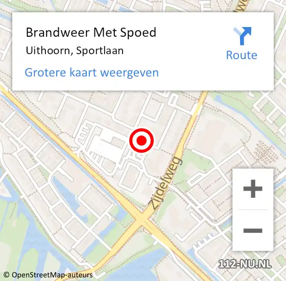 Locatie op kaart van de 112 melding: Brandweer Met Spoed Naar Uithoorn, Sportlaan op 9 februari 2020 12:48