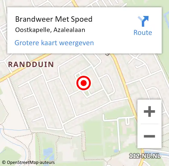 Locatie op kaart van de 112 melding: Brandweer Met Spoed Naar Oostkapelle, Azalealaan op 9 februari 2020 12:59