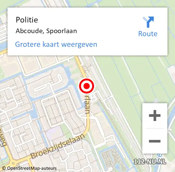 Locatie op kaart van de 112 melding: Politie Abcoude, Spoorlaan op 9 februari 2020 13:08