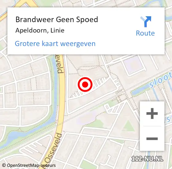 Locatie op kaart van de 112 melding: Brandweer Geen Spoed Naar Apeldoorn, Linie op 9 februari 2020 13:31