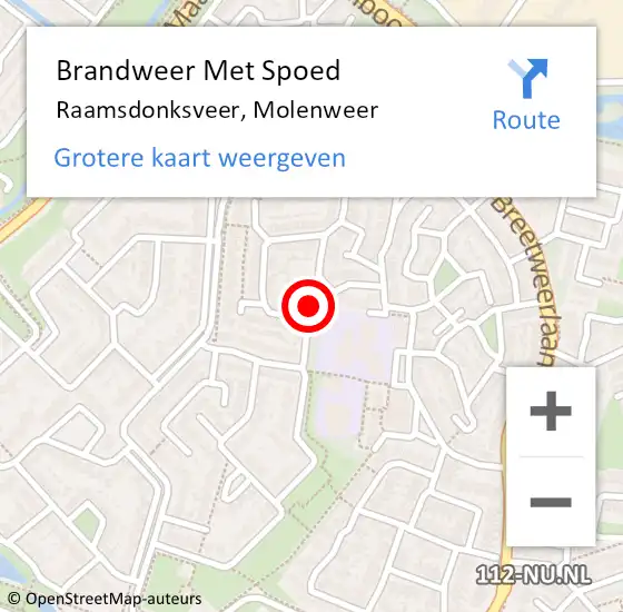 Locatie op kaart van de 112 melding: Brandweer Met Spoed Naar Raamsdonksveer, Molenweer op 9 februari 2020 13:36