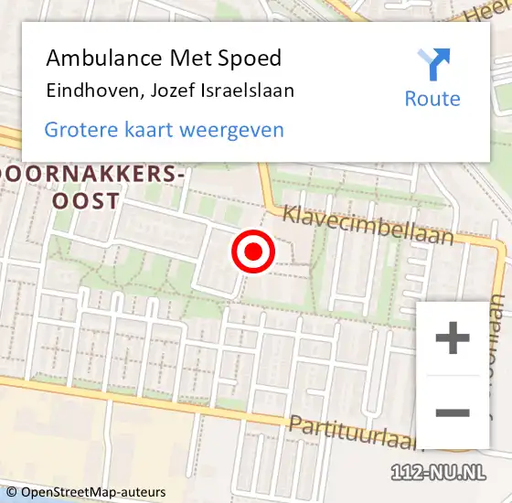 Locatie op kaart van de 112 melding: Ambulance Met Spoed Naar Eindhoven, Jozef Israelslaan op 9 februari 2020 13:36