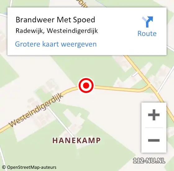 Locatie op kaart van de 112 melding: Brandweer Met Spoed Naar Radewijk, Westeindigerdijk op 9 februari 2020 13:40