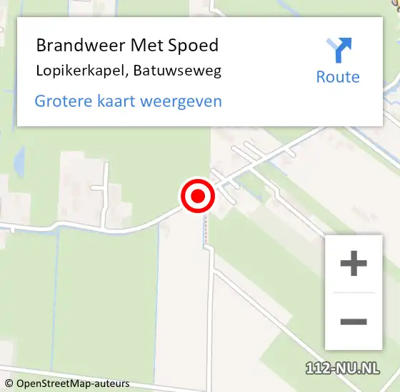 Locatie op kaart van de 112 melding: Brandweer Met Spoed Naar Lopikerkapel, Batuwseweg op 9 februari 2020 14:08