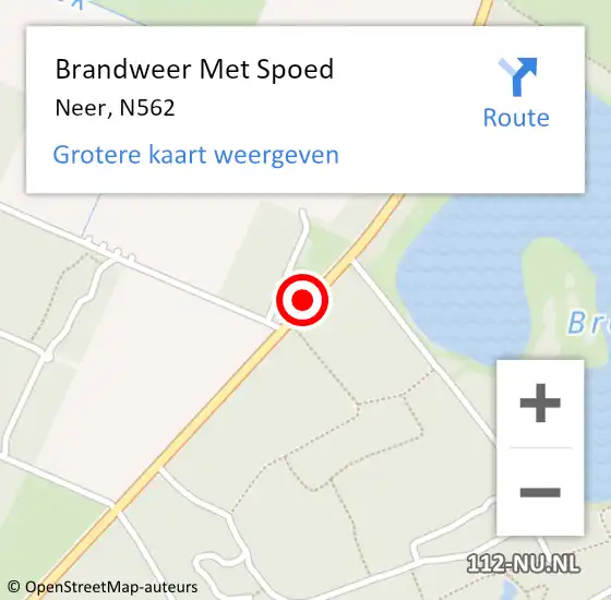 Locatie op kaart van de 112 melding: Brandweer Met Spoed Naar Neer, N562 op 9 februari 2020 14:12