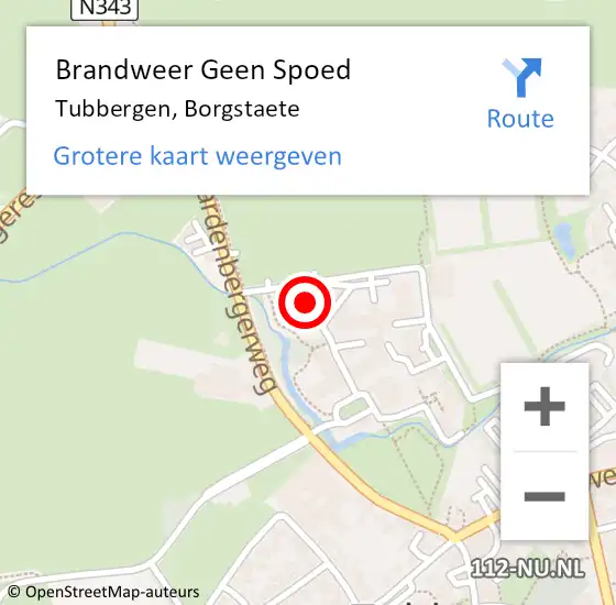 Locatie op kaart van de 112 melding: Brandweer Geen Spoed Naar Tubbergen, Borgstaete op 9 februari 2020 14:16