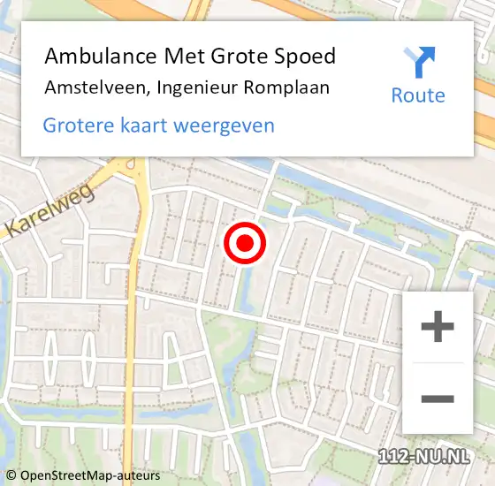 Locatie op kaart van de 112 melding: Ambulance Met Grote Spoed Naar Amstelveen, Ingenieur Romplaan op 9 februari 2020 14:31