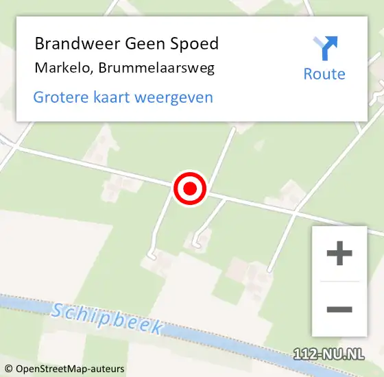 Locatie op kaart van de 112 melding: Brandweer Geen Spoed Naar Markelo, Brummelaarsweg op 9 februari 2020 14:43