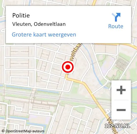 Locatie op kaart van de 112 melding: Politie Vleuten, Odenveltlaan op 9 februari 2020 14:53