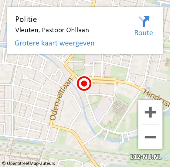 Locatie op kaart van de 112 melding: Politie Vleuten, Pastoor Ohllaan op 9 februari 2020 14:56