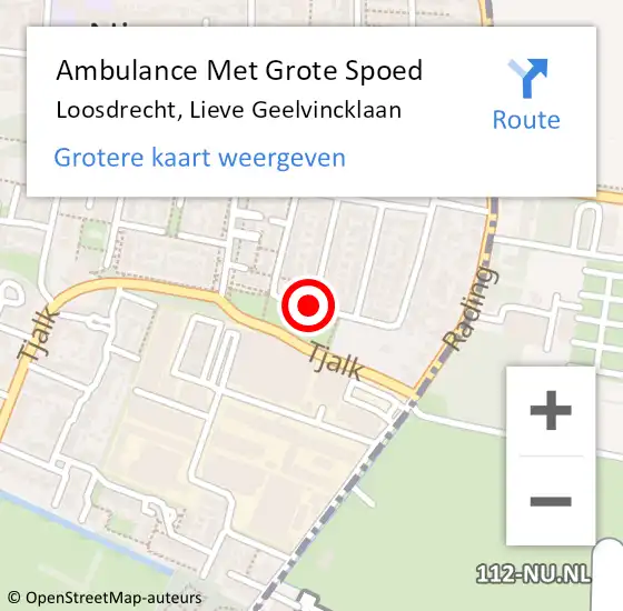 Locatie op kaart van de 112 melding: Ambulance Met Grote Spoed Naar Loosdrecht, Lieve Geelvincklaan op 27 april 2014 23:32